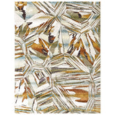 9x12 Ivory, Gray, Gold Color Power Loom Oushak Wool Modern Oriental Rug