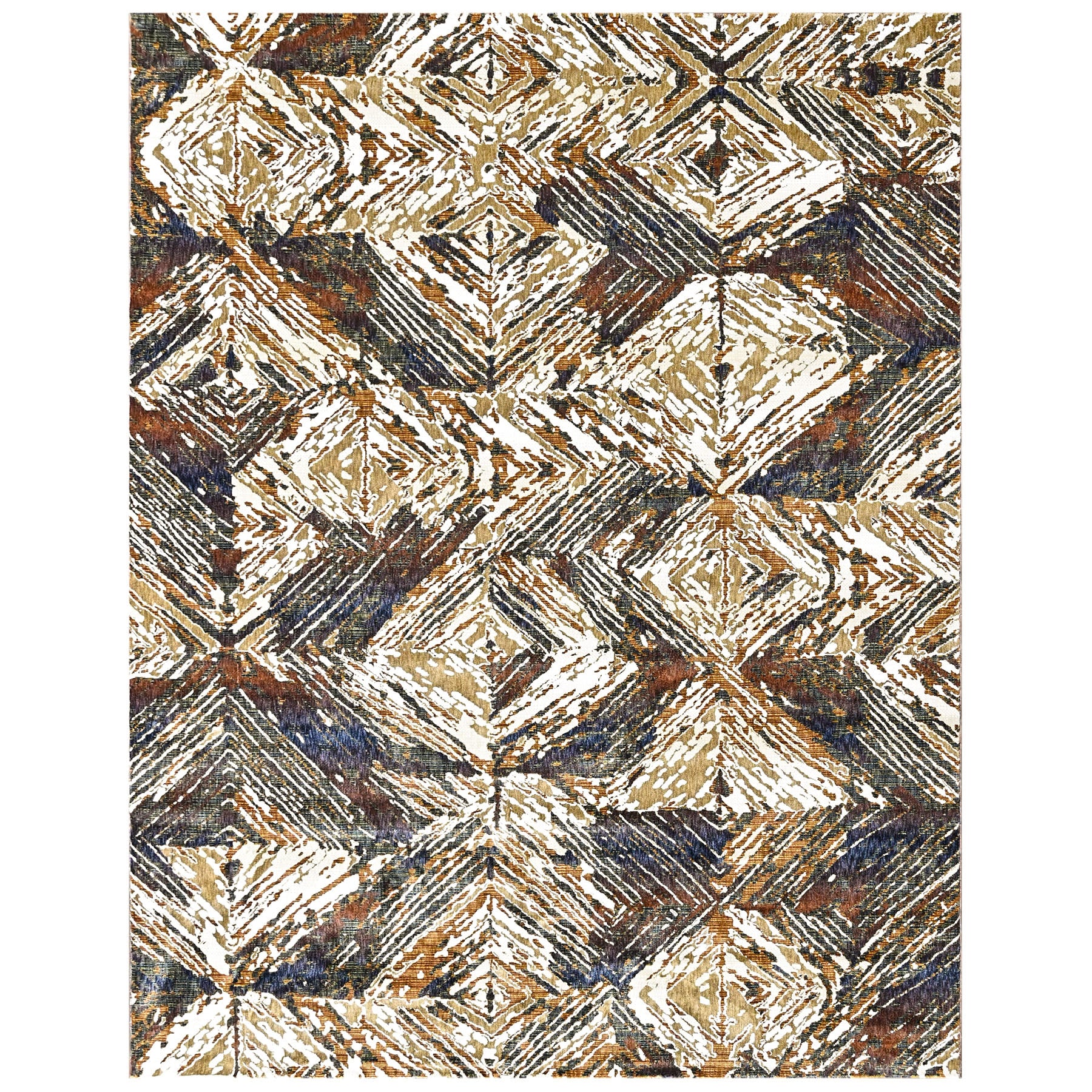 9x12 Ivory, Gold, Blue Color Power Loom Oushak Wool Modern Oriental Rug