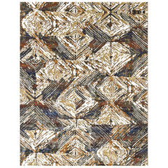 9x12 Ivory, Gold, Blue Color Power Loom Oushak Wool Modern Oriental Rug