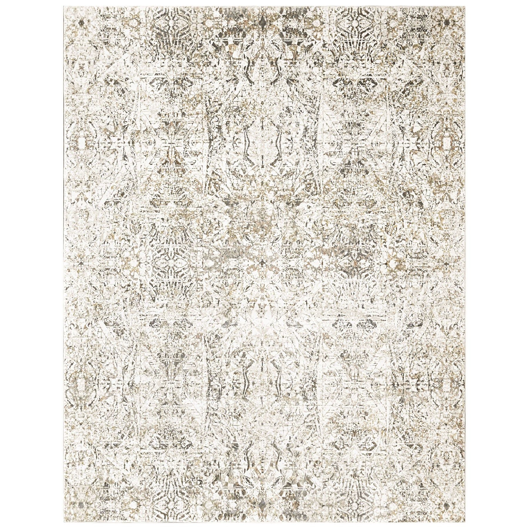 9x12 Ivory, Beige, Multi Color Power Loom Oushak Wool Modern Oriental Rug