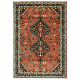 10x14 Burnt Orange, Dark Green, Teal Color Hand Knotted Oushak Wool Oriental Rug
