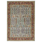 10x14 Slate, Rust, Blue Color Hand Knotted Oushak Wool Transitional Oriental Rug