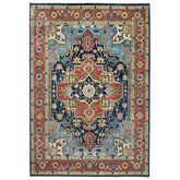 10x14 Rust, Navy, Ivory Color Hand Knotted Oushak Wool Oriental Rug