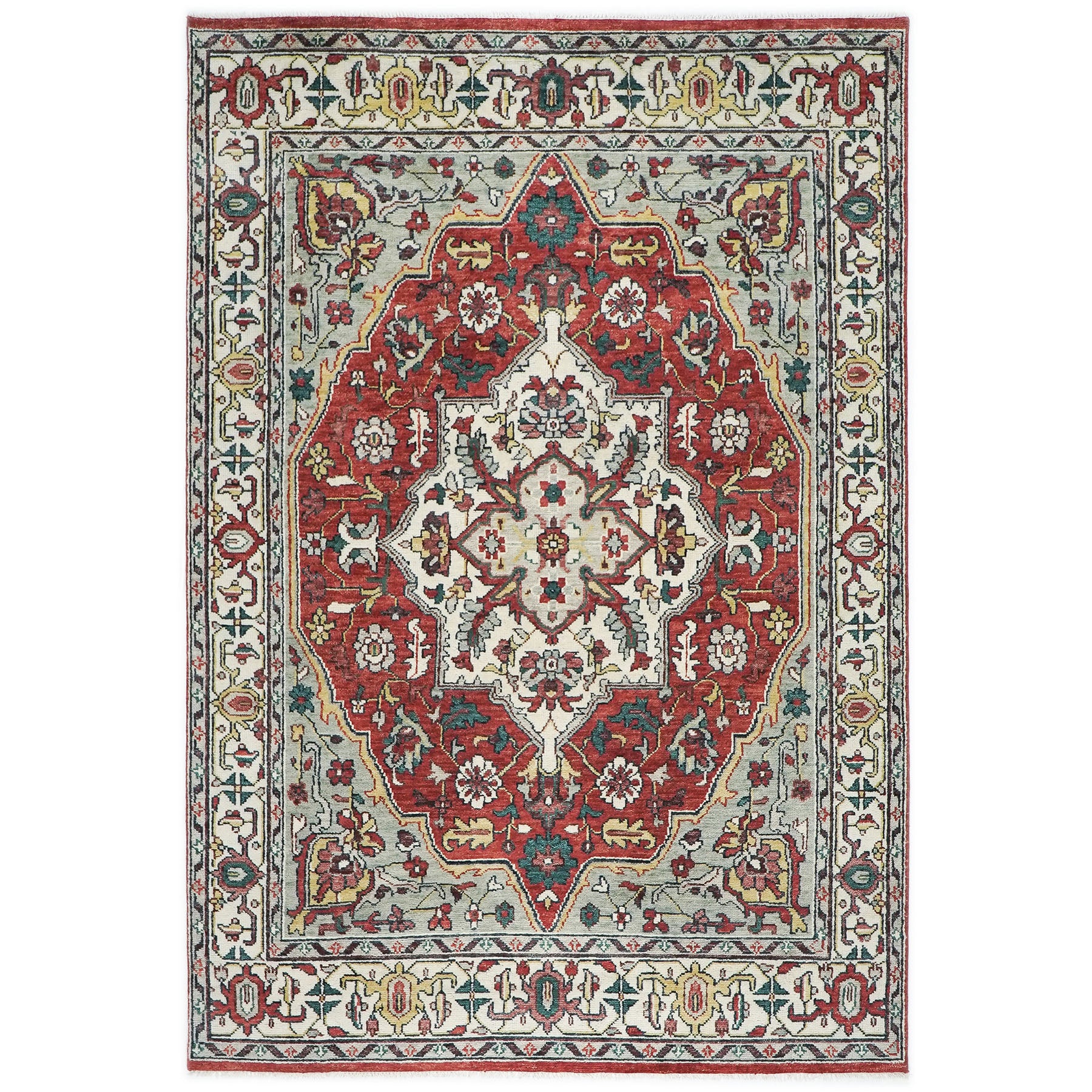 10x14 Rust, Red, Ivory Color Hand Knotted Oushak Wool Oriental Rug
