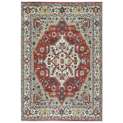 10x14 Rust, Red, Ivory Color Hand Knotted Oushak Wool Oriental Rug