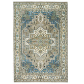 10x14 Beige, Ivory, Blue Color Hand Knotted Oushak Wool Oriental Rug