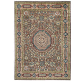 10x14 Brown, Rose, Teal Color Hand Knotted Oushak Wool Traditional Oriental Rug