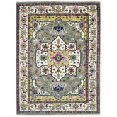 10x14 Ivory, Gray, Rust Color Hand Knotted Oushak Wool Oriental Rug