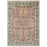 10x14 Rose, Mint, Brown Color Hand Knotted Oushak Wool Transitional Oriental Rug
