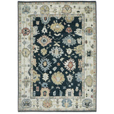 10x14 Dark Blue, Ivory, Green Color Hand Knotted Oushak Wool Arts and Crafts Oriental Rug
