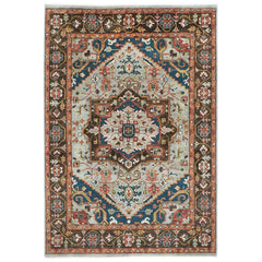 10x14 Gray, Rose, Green Color Hand Knotted Oushak Wool Oriental Rug