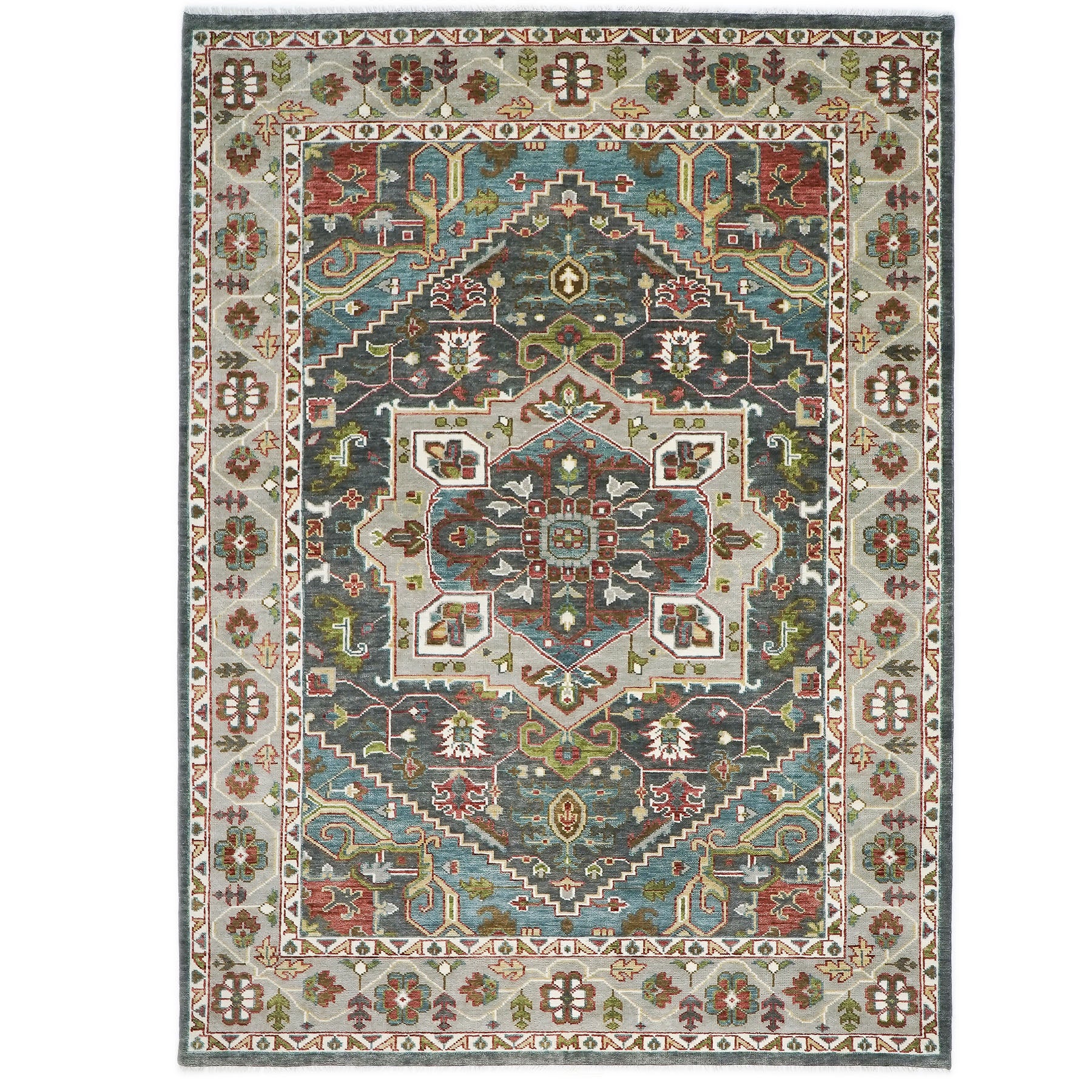 10x14 Gray, Ivory, Brown Color Hand Knotted Oushak Wool Oriental Rug