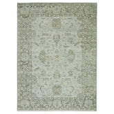 10x14 Gray, Moss, Multi Color Hand Knotted Oushak Wool Transitional Oriental Rug