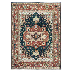 10x14 Green, Rust, Beige Color Hand Knotted Oushak Wool Oriental Rug