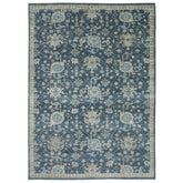 10x14 Blue, Beige, Moss Color Hand Knotted Oushak Wool Arts and Crafts Oriental Rug