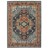 10x14 Navy, Rust, Lime Color Hand Knotted Oushak Wool Oriental Rug