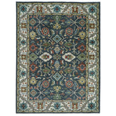 10x14 Dark Blue, Ivory, Green Color Hand Knotted Oushak Wool Arts and Crafts Oriental Rug