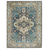 10x14 Blue, Ivory, Gray Color Hand Knotted Oushak Wool Oriental Rug