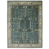 10x14 Seledon, Beige, Brown Color Hand Knotted Oushak Wool Transitional Oriental Rug