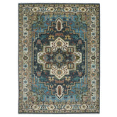 10x14 Blue, Ivory, Beige Color Hand Knotted Oushak Wool Oriental Rug