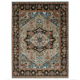 10x14 Gray, Green, Rust Color Hand Knotted Oushak Wool Oriental Rug