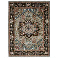 10x14 Gray, Green, Rust Color Hand Knotted Oushak Wool Oriental Rug