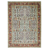 10x14 Gray, Burnt Orange, Lime Color Hand Knotted Oushak Wool Transitional Oriental Rug