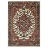 10x14 Rust, Ivory, Brown Color Hand Knotted Oushak Wool Oriental Rug