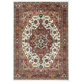 10x14 Rust, Ivory, Gold Color Hand Knotted Oushak Wool Oriental Rug