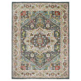 10x14 Slate, Ivory, Lime Color Hand Knotted Oushak Wool Oriental Rug