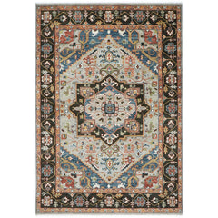 10x14 Gray, Dark Green, Blue Color Hand Knotted Oushak Wool Oriental Rug