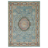 10x14 Blue, Rust, Green Color Hand Knotted Oushak Wool Traditional Oriental Rug