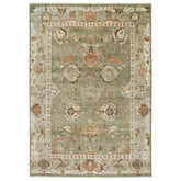 10x14 Green, Beige, peach Color Hand Knotted Oushak Wool Arts and Crafts Oriental Rug