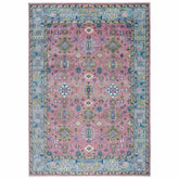 10x14 Pink, Blue, Lime Color Hand Knotted Oushak Wool Transitional Oriental Rug