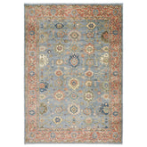 10x14 Blue, Rose, peach Color Hand Knotted Oushak Wool Arts and Crafts Oriental Rug