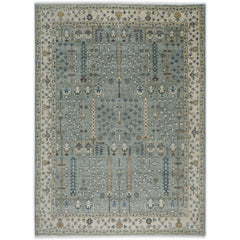 10x14 Slate, Beige, Blue Color Hand Knotted Oushak Wool Transitional Oriental Rug