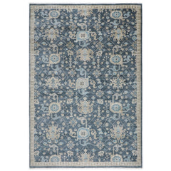 10x14 Blue, Beige, Tan Color Hand Knotted Oushak Wool Arts and Crafts Oriental Rug