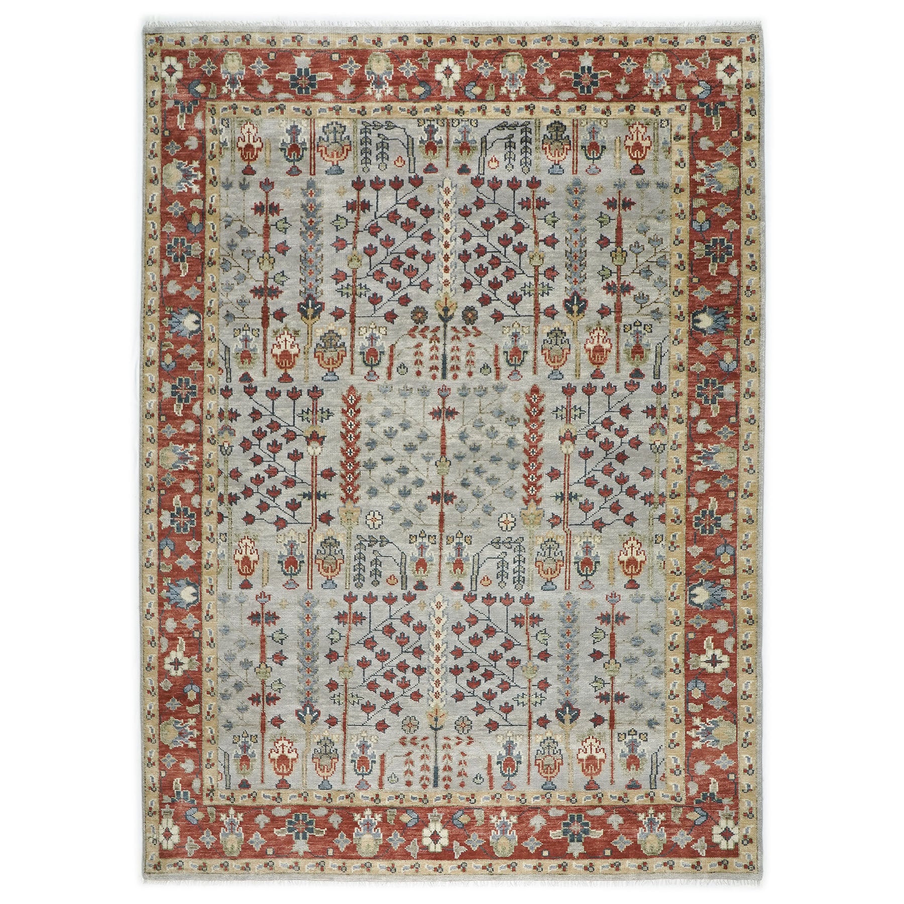 10x14 Slate, Burnt Orange, Tan Color Hand Knotted Oushak Wool Transitional Oriental Rug