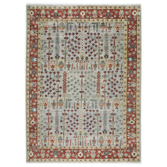10x14 Slate, Burnt Orange, Tan Color Hand Knotted Oushak Wool Transitional Oriental Rug