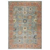 10x14 Blue, Rose, peach Color Hand Knotted Oushak Wool Arts and Crafts Oriental Rug