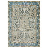 10x14 Beige, Aqua, Tan Color Hand Knotted Oushak Wool Transitional Oriental Rug
