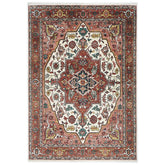 10x14 Rust, Ivory, Rose Color Hand Knotted Oushak Wool Oriental Rug