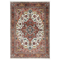 10x14 Rust, Ivory, Rose Color Hand Knotted Oushak Wool Oriental Rug