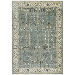 10x14 Celadon, Beige, Blue Color Hand Knotted Oushak Wool Transitional Oriental Rug