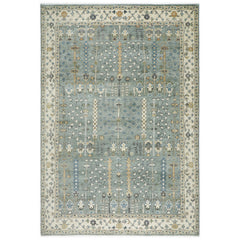 10x14 Slate, Beige, Brown Color Hand Knotted Oushak Wool Transitional Oriental Rug