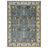 10x14 Gray, Ivory, Gold Color Hand Knotted Oushak Wool Transitional Oriental Rug