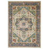 10x14 Beige, Mint, Slate Color Hand Knotted Oushak Wool Oriental Rug