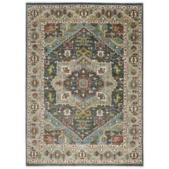 10x14 Gray, Slate, Aqua Color Hand Knotted Oushak Wool Oriental Rug