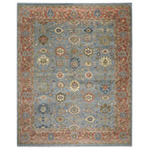 12x15 Blue, Burnt Orange, Ivory Color Hand Knotted Oushak Wool Arts and Crafts Oriental Rug