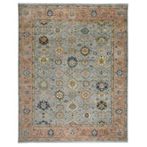 12x15 Blue, Rose, Navy Color Hand Knotted Oushak Wool Arts and Crafts Oriental Rug